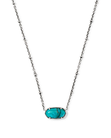 TIGER STRIPED ELISA SHORT PENDANT NECKLACE VINTAGE SILVER BLUE MARBLE