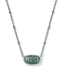 TIGER STRIPED ELISA SHORT PENDANT NECKLACE VINTAGE SILVER BLUE MARBLE