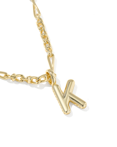 BUBBLE LETTER K SHORT PENDANT NECKLACE GOLD