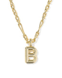 BUBBLE LETTER B SHORT PENDANT NECKLACE GOLD