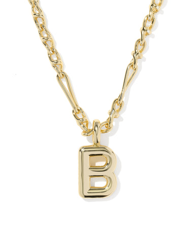 BUBBLE LETTER B SHORT PENDANT NECKLACE GOLD