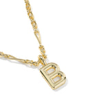 BUBBLE LETTER B SHORT PENDANT NECKLACE GOLD