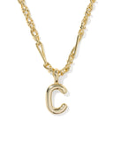 BUBBLE LETTER C SHORT PENDANT NECKLACE GOLD