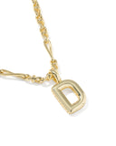 BUBBLE LETTER D SHORT PENDANT NECKLACE GOLD