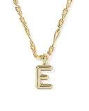 BUBBLE LETTER E SHORT PENDANT NECKLACE GOLD