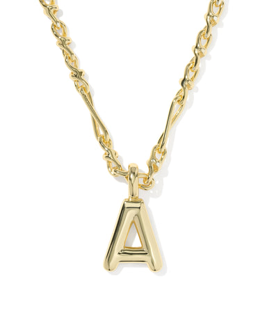 BUBBLE LETTER A SHORT PENDANT NECKLACE GOLD