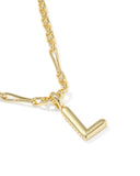 BUBBLE LETTER L SHORT PENDANT NECKLACE GOLD