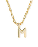 BUBBLE LETTER M SHORT PENDANT NECKLACE GOLD