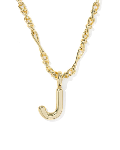 BUBBLE LETTER J SHORT PENDANT NECKLACE GOLD