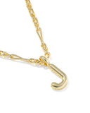 BUBBLE LETTER J SHORT PENDANT NECKLACE GOLD