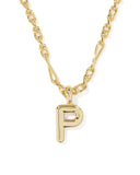BUBBLE LETTER P SHORT PENDANT NECKLACE GOLD