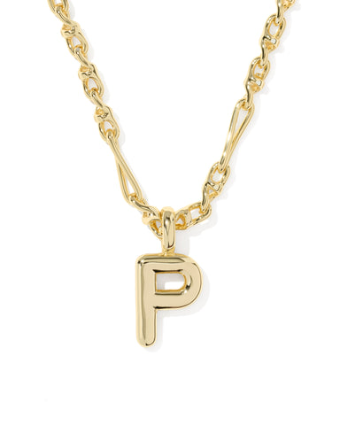 BUBBLE LETTER P SHORT PENDANT NECKLACE GOLD