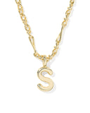 BUBBLE LETTER S SHORT PENDANT NECKLACE GOLD