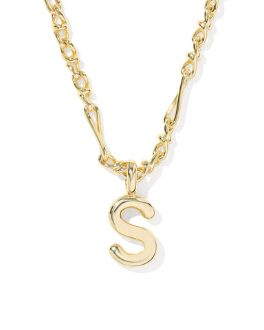 BUBBLE LETTER S SHORT PENDANT NECKLACE GOLD