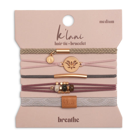 "Breathe" Lotus Flower Earthy Tones Hair Tie Bracelets