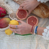"Dolce Vita" Floral Glass Beads with Gold Accents Hair Tie Bracelets