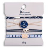 "Chip" Blue & Cream Hair Tie Bracelets with Removable Ball Marker