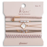 "Glimmer" Soft Pinks with Pearl & Gold Accent Hair Tie Bracelets