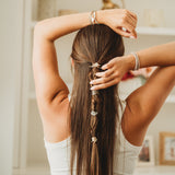 "Glimmer" Soft Pinks with Pearl & Gold Accent Hair Tie Bracelets