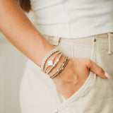 "Glimmer" Soft Pinks with Pearl & Gold Accent Hair Tie Bracelets