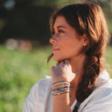 "Protect" Beachy Blues & Sands with Whale Charm Hair Tie Bracelets