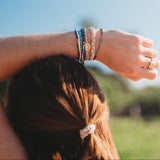 "Protect" Beachy Blues & Sands with Whale Charm Hair Tie Bracelets