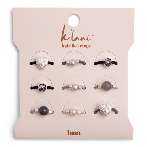 "Luna" Silver & Cool Tones Hair Tie Rings