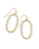 ELLE OPEN FRAME EARRINGS GOLD METAL WHITE CZ