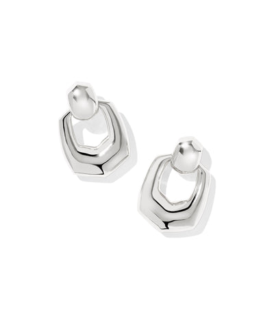 KAITLIN OPEN FRAME EARRINGS SILVER