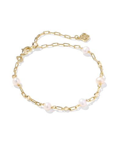 ASHTON DELICATE CHAIN BRACELET GOLD FRESHWATER CULTURED PEARL