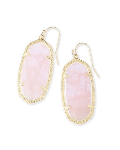 ELLE DROP EARRINGS	GOLD ROSE QUARTZ