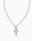 CROSS PENDANT NECKLACE RHODIUM METAL