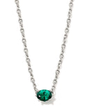 CAILIN CRYSTAL PENDANT NECKLACE SILVER GREEN CRYSTAL