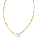 CAILIN CRYSTAL PENDANT NECKLACE GOLD METAL WHITE CZ