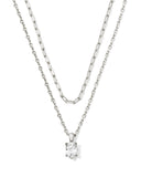 CAILIN MULTI STRAND NECKLACE SILVER WHITE CRYSTAL