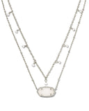 ELISA PEARL MULTI STRAND NECKLACE SILVER IRIDESCENT DRUSY