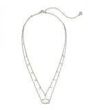 ELISA PEARL MULTI STRAND NECKLACE SILVER IRIDESCENT DRUSY