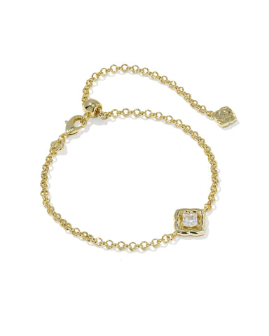MALLORY CRYSTAL DELICATE CHAIN BRACELET GOLD WHITE CZ