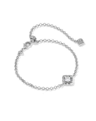MALLORY CRYSTAL DELICATE CHAIN BRACELET SILVER WHITE CZ