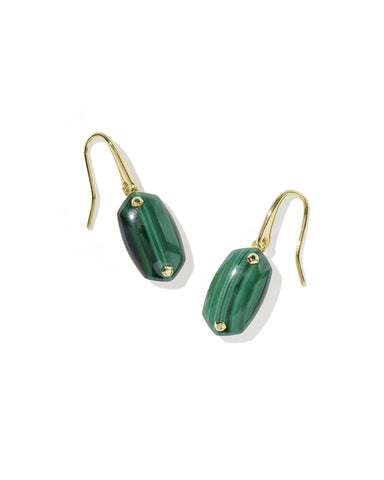 LEE RIVETED DROP EARRINGS GOLD GREEN MALACHITE