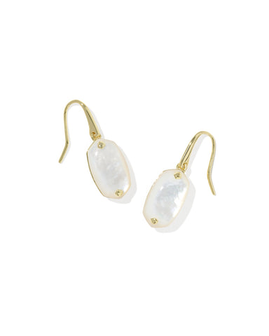 LEE RIVETED DROP EARRINGS GOLD IVORY MOTHER OF PEARL