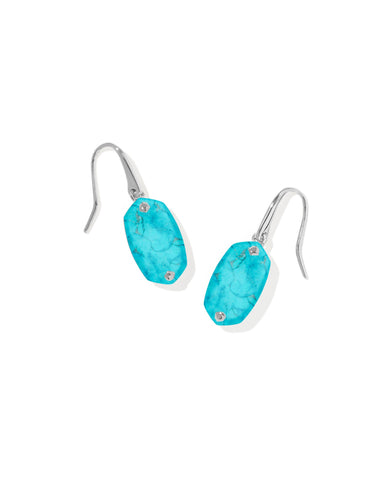 LEE RIVETED DROP EARRINGS SILVER VARIEGATED TURQUOISE MAGNESITE