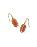 LEE RIVETED DROP EARRINGS VINTAGE GOLD ORANGE BANDED AGATE