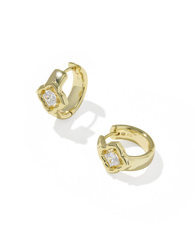 MALLORY CRYSTAL HUGGIE EARRINGS GOLD WHITE CZ
