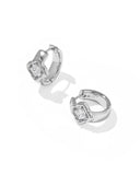 MALLORY CRYSTAL HUGGIE EARRINGS SILVER WHITE CZ