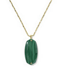 DANIELLE RIVETED LONG PENDANT NECKLACE GOLD GREEN MALACHITE