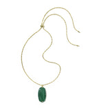 DANIELLE RIVETED LONG PENDANT NECKLACE GOLD GREEN MALACHITE