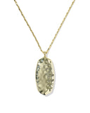DANIELLE RIVETED LONG PENDANT NECKLACE GOLD GREEN MALACHITE