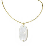 DANIELLE RIVETED LONG PENDANT NECKLACE GOLD IVORY MOTHER OF PEARL