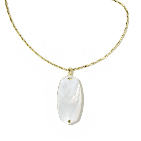 DANIELLE RIVETED LONG PENDANT NECKLACE GOLD IVORY MOTHER OF PEARL